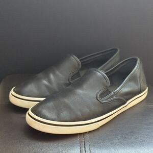 Lauren Ralph Lauren Janis Black Leather Preppy Slip-On Comfort Shoes Loafers